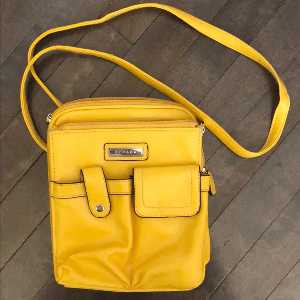 Strada yellow leather handbag purse